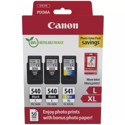 Tusz oryginalny Canon PG-540L x2/CL-541XL PG540Lx2/CL541XL 5224B015 BLA 2x 11,0ml 300str, CMY 15,0ml 400str + papier fotograficzny