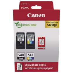 Tusz oryginalny Canon PG-540/CL-541 5225B013 BLA 8,0ml 180str, CMY 8,0ml 180str + papier fotograficzny