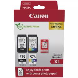 Tusz oryginalny Canon PG-575XL/CL-576XL PG575XL/CL576XL 5437C006 BLA 15,6ml 400str, CMY 12,6ml 300str + papier fotograficzny