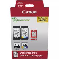 Tusz oryginalny Canon PG-575/CL-576 5438C004 BLA 5,6ml 100str, CMY 6,4ml 100str + papier fotograficzny