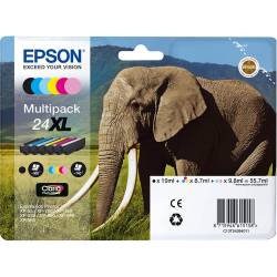 Atrament oryginalny Epson 24XL T2438 BLA 10,0ml 500str, CYA/MAG/YEL 8,7ml 740str, LCYA/LMAG 9,8ml 740str