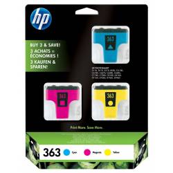 Atrament oryginalny HP 363 CB333EE CYA 4,0ml 400str, MAG 3,5ml 370str, YEL 6,0ml 500str