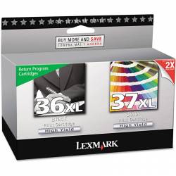 Atrament oryginalny Lexmark 36XL + 37XL 80D2978 BLA 500str, CMY 500str